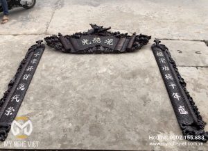 Bộ Cuấn thư câu đối khảm ốc đỏ - CTD101