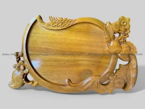 khay trà đục dơi đào gỗ nguyên khối